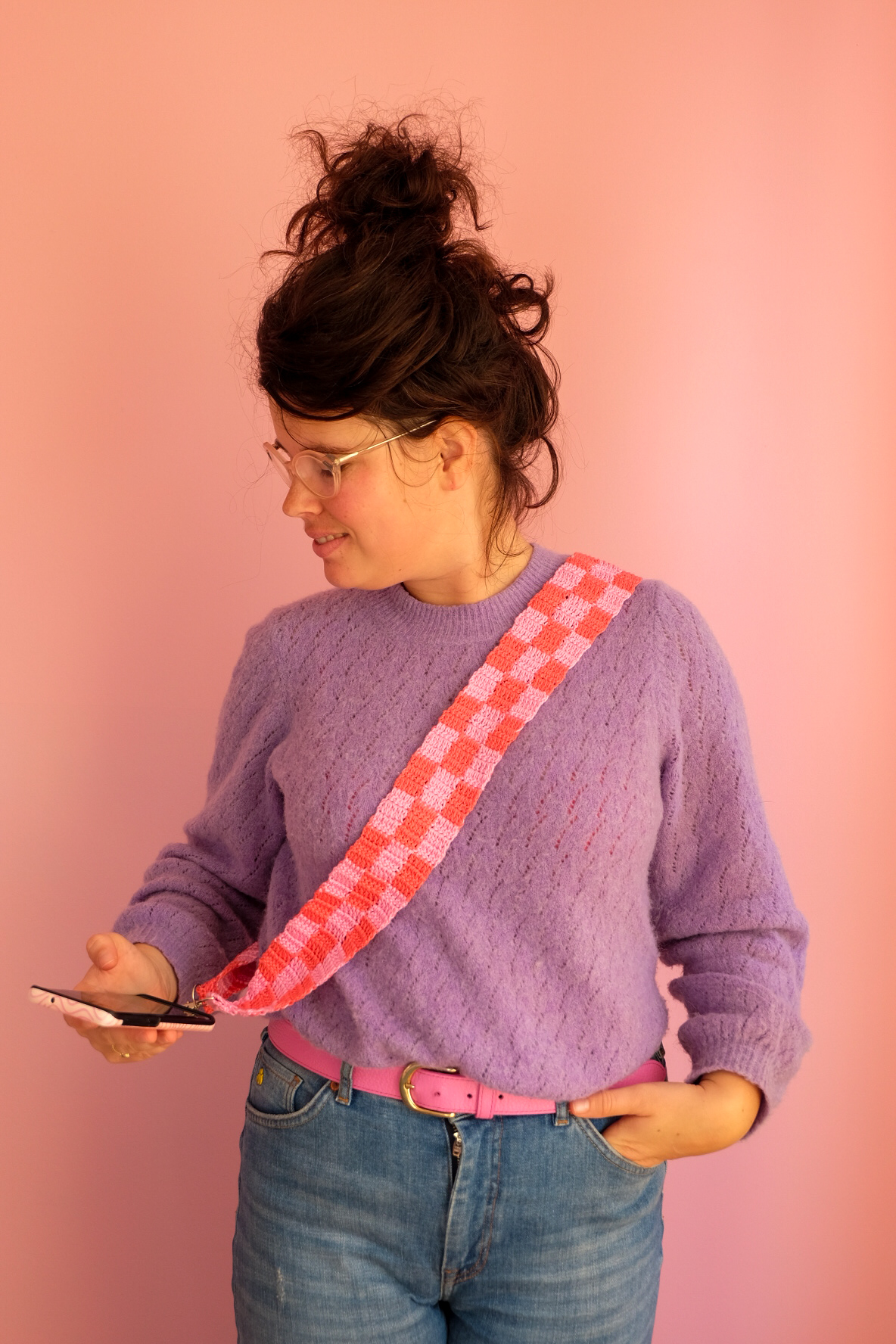 haakpatroon - blokjes telefoonkoord/bagstrap - Afbeelding 3